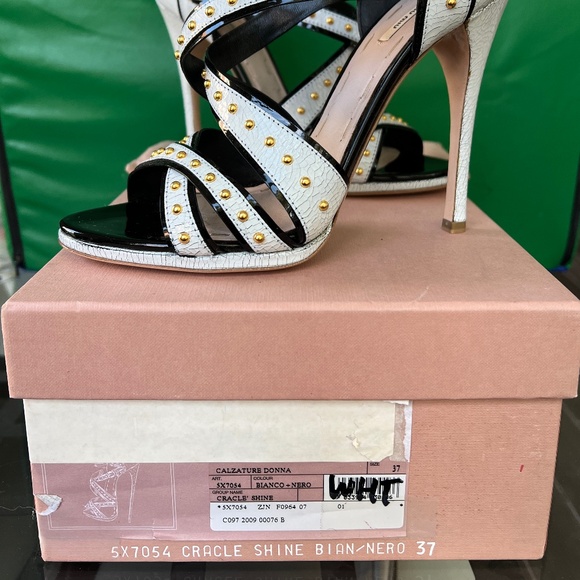 Miu Miu Crackled Leather Stud Heels - Picture 6 of 6